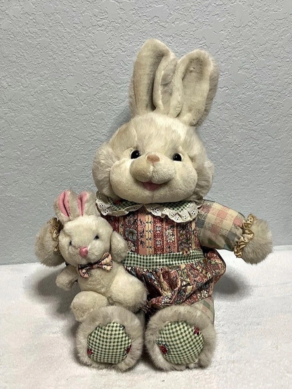 Floral Bunny Plush with Mini Bunny